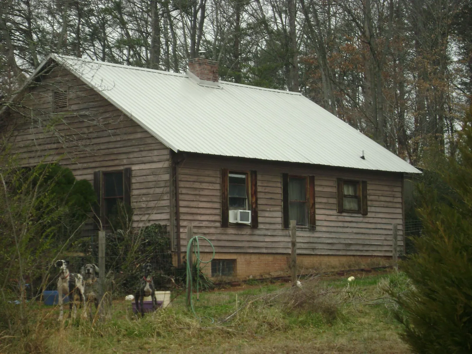 White metal roof on an old wood sided farmhouse, from a Metal Roof Installation job in Bay Pines